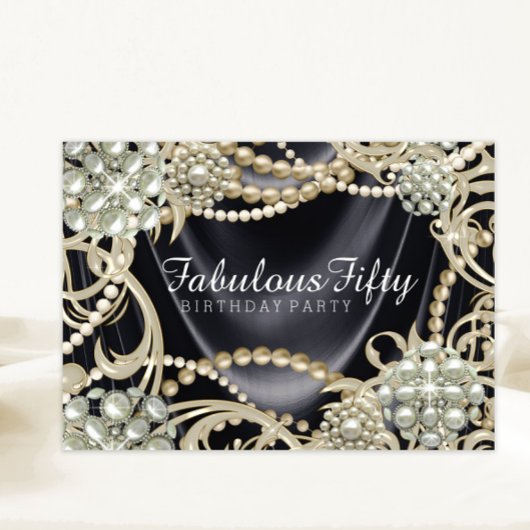 Invitation Fête d'anniversaire perle glamour