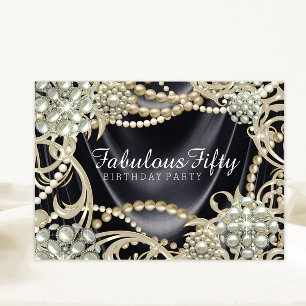 Invitation Fête d'anniversaire perle glamour