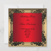 Invitation Fête d'anniversaire perle noire rouge or (Dos)