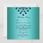 Invitation Fête d'anniversaire Perles de diamant bleu sarcell (Dos)