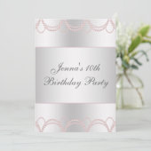 Invitation Fête d'anniversaire Perles Roses (Debout devant)