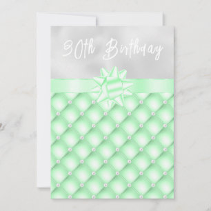 Invitation Fête d'anniversaire perles touffues vertes et arge