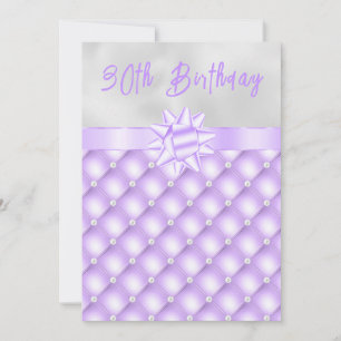 Invitation Fête d'anniversaire perles touffues violettes et a