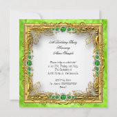Invitation Fête d'anniversaire perles vert citron or blanc (Dos)