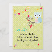 Invitation Fête d'anniversaire personnalisée Aqua/Lime Owl (Dos)