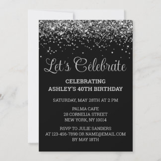 Invitation Fête d'anniversaire personnalisée Black & Silver G