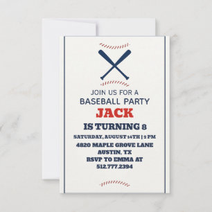 Invitation Fête d'anniversaire personnalisée de baseball pour