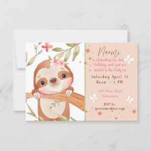 Invitation Fête d'anniversaire personnalisée de bébé lémurien