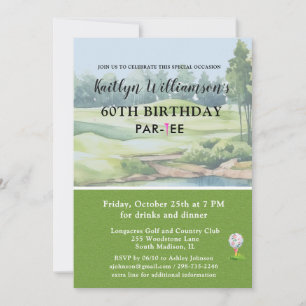 Invitation Fête d'anniversaire personnalisée de golfeuse pour