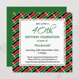 Invitation Fête d'anniversaire personnalisée du DRAPEAU KENYA