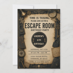 Invitation Fête d'anniversaire personnalisée Escape Room