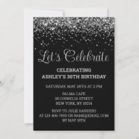 Fête d'anniversaire personnalisée noire et argenté