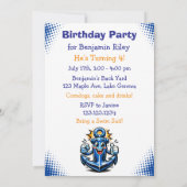 Invitation Fête d'anniversaire personnalisée pour garçon sur  (Dos)