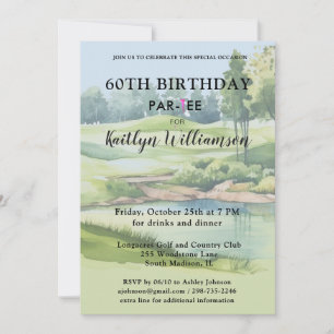 Invitation Fête d'anniversaire personnalisée pour golfeuse à