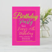 Invitation Fête d'anniversaire personnalisée rose vif (Debout devant)