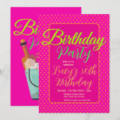 Invitation Fête d'anniversaire personnalisée rose vif (Devant / Derrière)