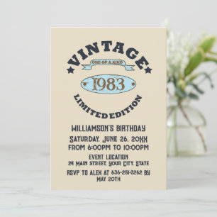 Invitation Fête d'anniversaire personnalisée vintage avec coc