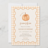 Invitation Fête d'anniversaire Petit Citrouille Gingham d'Aut (Devant)