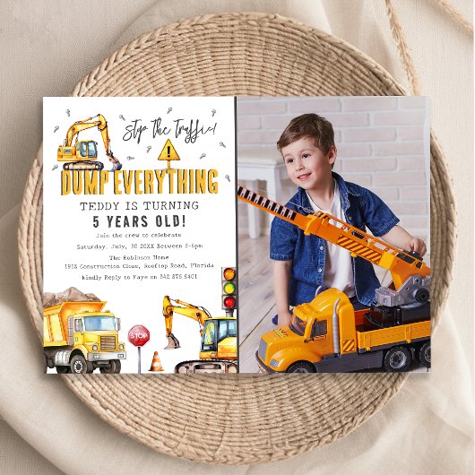 Invitation Fête d'anniversaire photo aquarelle construction p