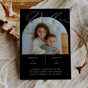 Invitation Fête d'anniversaire photo de double célébration mo