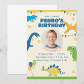 Invitation Fête d'anniversaire Photo Dinosaure (Devant / Derrière)