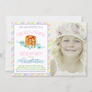 Invitation Fête d'anniversaire photo en pancakes et pyjama po
