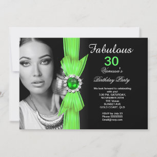 Invitation Fête d'anniversaire photo fabuleuse vert citron no