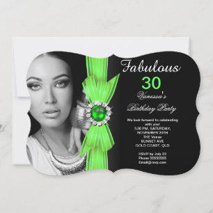 Invitation Fête d'anniversaire photo fabuleuse vert citron no