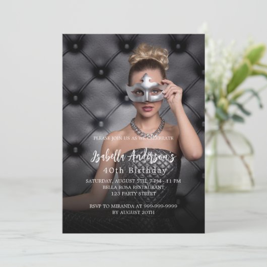 Invitation Fête d'anniversaire photo luxe (Debout devant)