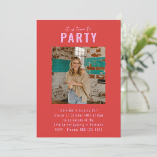 Invitation Fête d'anniversaire Photo Rose Rouge Gras