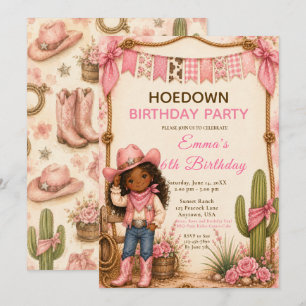 Invitation Fête d'anniversaire Pink Cowgirl Hoedown