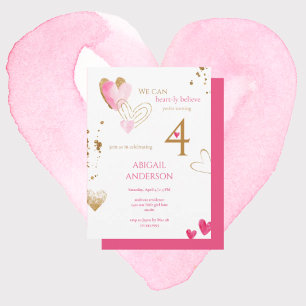 Invitation Fête d'anniversaire Pink Heart-ly Believe