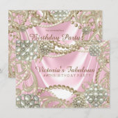 Invitation Fête d'anniversaire Pink Pearl (Devant / Derrière)