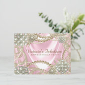 Invitation Fête d'anniversaire Pink Pearl (Debout devant)