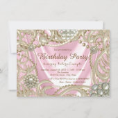 Invitation Fête d'anniversaire Pink Pearl (Dos)