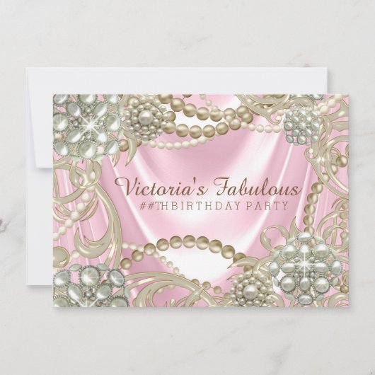 Invitation Fête d'anniversaire Pink Pearl (Devant)