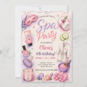 Invitation Fête d'anniversaire Pink Spa Pamper (Devant)