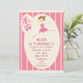 Invitation Fête d'anniversaire Pink Tutu Ballerina (Debout devant)