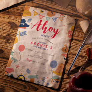 Invitation Fête d'anniversaire Pirate Ahoy matey Boy