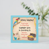 Invitation Fête d'anniversaire Pirate et chasse au trésor (Debout devant)