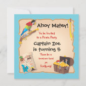 Invitation Fête d'anniversaire Pirate et chasse au trésor (Devant)