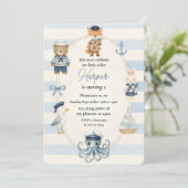 Invitation Fête d'anniversaire pirate | Joli capitaine Ahoy (Debout devant)