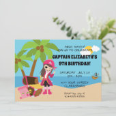 Invitation Fête d'anniversaire Pirate Rose (Debout devant)