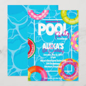 Invitation Fête d'anniversaire piscine (Devant / Derrière)