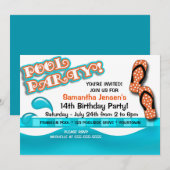 Invitation Fête d'anniversaire Piscine (Devant / Derrière)