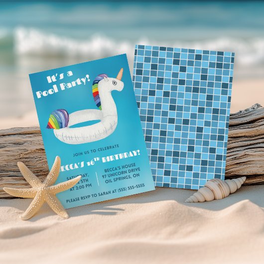 Invitation Fête d'anniversaire Piscine