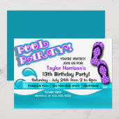 Invitation Fête d'anniversaire Piscine (Devant / Derrière)