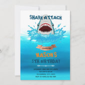 Invitation fête d'anniversaire piscine attaque de requin (Devant)