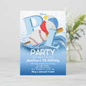 Invitation Fête d'anniversaire piscine avec des ballons de ba (Debout devant)