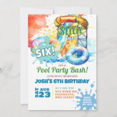 Invitation Fête d'anniversaire Piscine Bash Toboggan (Devant)